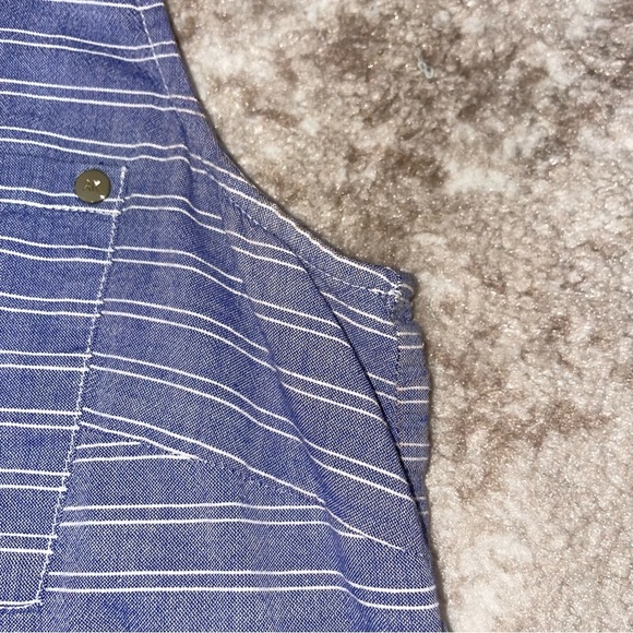 Anne Klein top blue & white striped 100% cotton sleeveless button up knot tie Sm - Picture 6 of 9